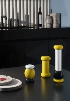 Alessi Sottsass Grinder, Small, Yellow - White - Black -Kitchencia Shop 07 Alessi MP0210 1 ES18 1 ES19 1 V