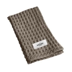 The Organic Company Big Waffle Kitchen And Wash Cloth, Clay -Kitchencia Shop 1654 BW KitchenAndWashCloth Clay Folded
