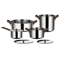 Alessi Edo Cookware Set, 4 Pots With 3 Lids
