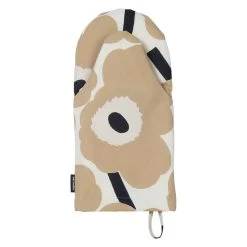 Marimekko Pieni Unikko Oven Mitten, Off White - Beige - Dark Blue