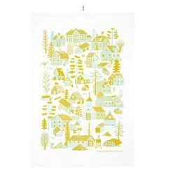 Kauniste Mökkilä Tea Towel, Yellow