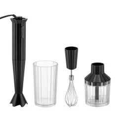 Alessi Plissé Hand Blender With Whisk And Chopper, Black