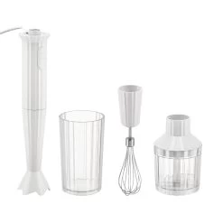 Alessi Plissé Hand Blender With Whisk And Chopper, White