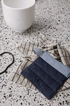 Ferm LIVING Hale Tea Towel, Sand - Black -Kitchencia Shop 64 9780