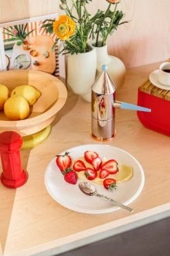 Alessi La Conica Manico Lungo Espresso Coffee Maker, Steel - Light Blue -Kitchencia Shop FDS ruoka Alessi11 1